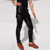 Pantalons pour hommes Printemps Automne Moto Faux Cuir Hommes Pantalon Casual Pu Pieds Pour La Mode Slim Pantalon Moulant Homme