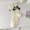 Women Socks Japanese Lolita Cute Double Layer Bow Mid Tube Gentle White Jk Pile Solid Color Thin Lace For