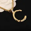 2023 Ожерелье-подвеска роскошного качества с покрытием из 18-каратного золота, в коробке для штампов, дизайн большого размера PS4548A