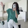 Women's T Shirts Tshirts Female Superior Quality Spring/summer Loose V Neck Knit Batwing Sleeve Solid Color Ladies Tops Drop XBHM1810