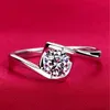 S925 Silver Wedding Anel Ring 18K Real White Gold Plated Cz Diamond 4 Prong Engagement Wedding Bridal Ring Women Whole300f