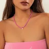 Hänge halsband ingesight.z bohemian rostfritt stål rosa rispärled choker halsband för kvinnor koreanska hjärtklavikelkedja y2k smycken