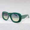 Solglasögon 40120U ovala acetatkvinnor Handgjorda designer Brand Classical Tortoise Dark Green High Quality UV400 Solar glasögon