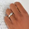 Anéis de cluster vintage s925 prata esterlina diamante pedra solitaire anel para mulheres noivado casamento