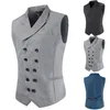 Men's Vests Men Suit Vest For Wedding Casual Vintage Waistcoat Pointed Lapel Double Breasted Fashion Classics