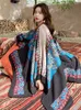 Szaliki moda zimowe kobiety vintage warstwy szalika i ponchos panie boho print chales femme capa para mujer paszmina płaszcz szal