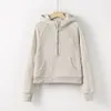 Dykning halv zip hoodie kvinnor yogasträkt designer huva tröja damer gym sportkläder utomhus sport jogging hoody tjock långärmad med fleece superkvalitet