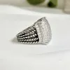Conjunto de joias esterlinas de luxo 925, designer de prata, conjunto de anéis de noivado, anel de zircônia para meninas juniores