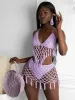 Badeanzüge für Frauen, Sommer, Strand, sexy Bikini, Damen-Bademode, luxuriös, neu, ausgehöhlt, häkeln, sexy Sommer-Zweiteiler, schicker gestrickter Badeanzug mit Fransen