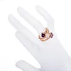 Whole-Rose Gold Over Silver Ring Classic 3-stone Rose Quartz Amethyst Garnet Gemstone Fine Jewelry269V