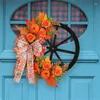 Decorative Flowers Autumn Harvest Thanksgiving Pumpkin Wreath Home Decoration Fall Festival Party Supplies Gift