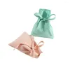 Подарочная упаковка, 50 шт., сумка из микрофибры для ювелирных изделий, сумки синего и розового цвета на шнурке, свадебные рождественские сумки для конфет, упаковка