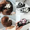 Intero tessuto coreano adulto grande parola nera bocca d'anatra clip artiglio semplice perla camelia fiore capelli accessori per capelli femminili1322f