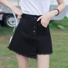 여자 청바지 2023 여름 데님 반바지 culottes 하이 웨이스트 학생 넓은 다리 A- 라인 짧은 치마 바지