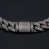 Wholesale price 14mm 3 row custom Hip Hop Ice Out Jewelry 925 silver D-VVS1 super white Moissanite Diamond Cuban chain