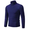 Herrtröjor varma pullover casual turtleneck termisk stickad jumper vit svart