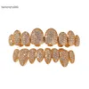 Iced Out 14K Gold Grills Crystal Teeth Top Bottom Diamond Grillz Hip Hop Bling Cubic Zircon Rapper Body Jewelry7425554