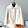 Womens Fur Faux Women Winter Real Wool Basic Short Coat Female Girl Sheep Shearling Jacket Overcoat Parka JT3405 230928