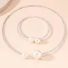 Necklace Earrings Set Skysuk Fashion Cuff Chokers Necklaces Simple Stylish Style Pearl Crystal Rhinestones Neck Bracelets In