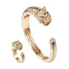 Donia Jewelry braccialetto di lusso Party europeo e americano Fashion Leopard Titanium Micro-Mosaic Zirconia Designer Ring Set292C