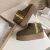 Ultra Mini Braid Platform Boots Designer Womens Australia Snow Boot Platform Slippers Tazz Mustard Seed Leather Real Classic Fur Fur Shoes