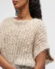 Women's Sweaters B/C Summer Heavy Handwork Women Short-Sleeved Dolman Sleeve Short Section Gradient Sequined Sweater Lady Knitted Top