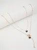 Choker Jewelry Black Dropping Oil Butterfly Necklace Double Layer Straight Line Chain Multi Women's