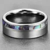 Wedding Rings 8mm Natual Abalone Shell Tungsten Carbide Ring Silver Color Matte Surface Promise Jewelry Engagement Men Anillos1300s