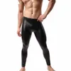 Herr termiska underkläder klubbkläder festbyxor xl byxor leggings latex scen läder muskel tights johns fitness faux dans lång kostym