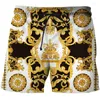 Мужские шорты, летние повседневные брендовые мужские/женские шорты 2023, дышащие бермуды с золотистым цветком и 3D принтом, мужская пляжная одежда, дропшиппинг