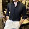 Chemises habillées pour hommes Marque Vêtements Automne Chemise coréenne Slim Fit Business Multi Couleur Manches longues pouces