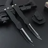 Noir MICRO TECH 150 Tirez la queue Couteau automatique 9CR18MOV Lame en acier Poignée en aluminium Camping Outil de survie de randonnée en plein air EDC Couteaux de poche