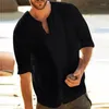 Men's T-skjortor 2023 Summer Solid Color Casual Tops Shirt Half Sleeve V-Neck Design Fashion Male Clothing