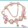 Designer de luxe de mode mignon belle clé coeur diamant cristal bricolage perles européennes bracelet bracelet pour femme filles or rose Evu0T B3156