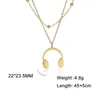 Collane con ciondolo 1PC Collana con auricolare a doppio strato da donna in acciaio inossidabile color oro regalo di gioielli F1497