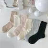 Chaussettes fines japonaises en maille de couleur Pure pour femmes, tuyau moyen, Style collégial, vêtements polyvalents, en coton, printemps et été