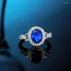 Cluster Rings European And American S925 Sterling Silver Retro Royal Blue Crystal Luxurious Ring High-quality Jewelry Manufacturers