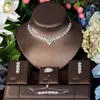 Necklace Earrings Set HIBRIDE Statement Leaf Drop Cubic Zirconia Women Wedding Party Costume For Brides N-174