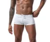 Men's Shorts Summer Boxer Swimming Trunks Tethered Nylon Low Waist Solid Color