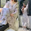 Kvinnors sömnkläder Löst blommigt tryck Kvinnor Cotton Nightgown Lace Spring Autumn Long Sleeve Princess Sleepdress Home Wear Nightdress S351