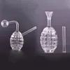 Gros antichar forme narguilé créatif grenade claire 3D mini épais capiteux pas cher verre brûleur à mazout bong tuyau eau dab rig tabac bongs pour fumer des herbes sèches