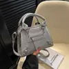 Women's 2023 New Simple and Shiny Diamond One Shoulder Crossbody Fashion Versatile Handheld Motorcycle Small Square Bag model 9236