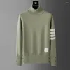 Suéteres para hombres Marca Classic Stripe High Sweater Hombres Diseñador de lujo Etiqueta Bordado Tendencia Edición coreana 2023 Otoño / Invierno Jersey cálido
