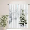 Perde 2pcs mavi Noel ev ay penceresi oturma odası için işlemeli gazlı bez perdeleri 3d karlı ağaçlar kız