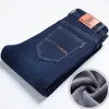 Herrenhose Großgröße Winter warmer dicker thermischer Samtjeans Jeanshose Gents lässig Plüsch Blau Stretch bequeme Männer