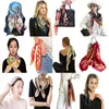 Foulards 90cm carré foulard de soie femmes bandeau dames bracelet imprimé satin foulard silencieux châle sac décoratif foulard