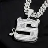 Large Size Iced Out Full Zircon Little Devil Pendant S Letter Hip Hop Pendant Necklace Bling Jewelry Gift2629