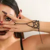 Link pulseiras criativo goth preto dedo correntes de pulso anéis mulheres dançarina do ventre conectando arnês de mão jóias de halloween