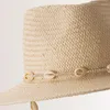 Hoeden met brede rand VRIGINER Vintage schelpen kralen strand panama met ketting voor dames heren mode stro geweven fedora zomer vakantie zonnehoed