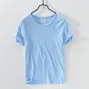 Men's T Shirts 2023 Summer Cotton T-shirt Men O-Neck Solid Color Casual Thin Shirt Basic Tees Plus Size Short Sleeve Tops